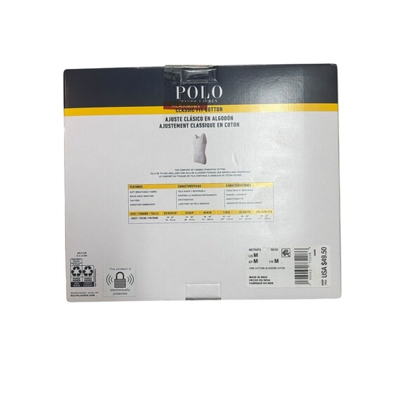 Polo Ralph Lauren 3 Pack Classic Fit Cotton Ribbed Tanks White Men’s Size Medium - Picture 3 of 4